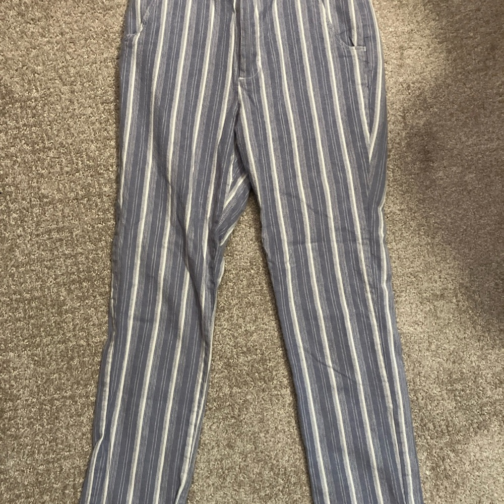 HOLLISTER Womens High Waist Cropped Trousers UK 6 XS  White Striped